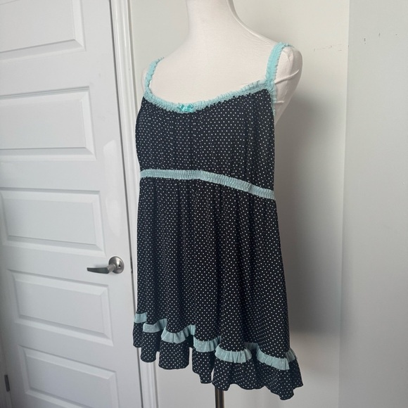 Black Polka Dot babydoll with baby Blue lace Accents 14/16 - Picture 3 of 6